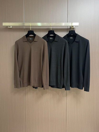 BLLIYOSS Lapel long-sleeved wool shirt men's 2025 new warm Comfortable zipper elasticity embroidery high quality size M-3XL