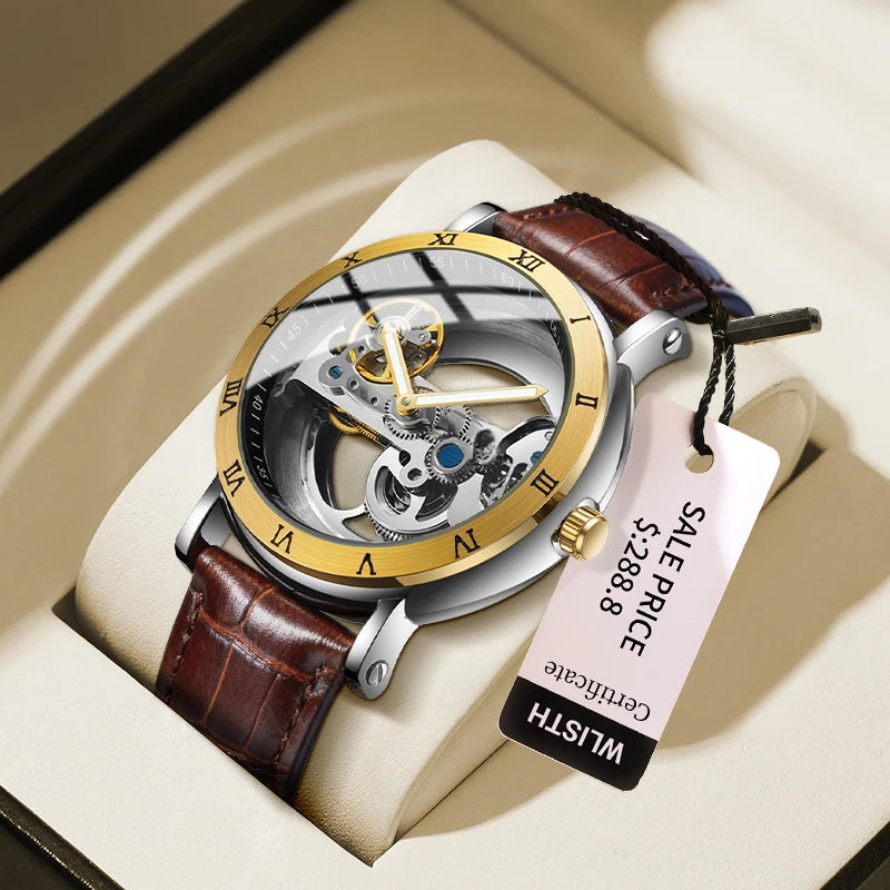 Mechanical Wristwatches Watches for Man Watches Golden Bridge Skeleton Automatic Mechanical Mens Watch reloj hombre montre homme
