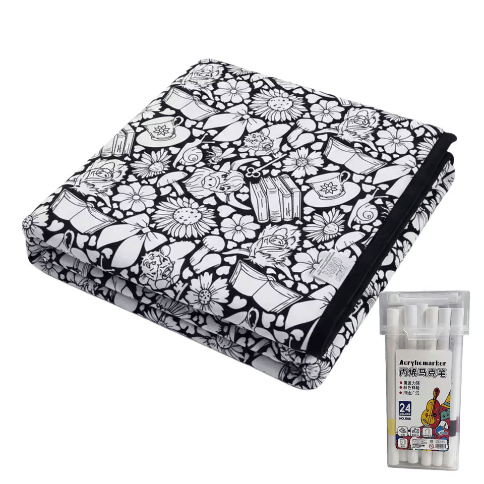 DIY Coloring Blanket, Cozy Meets Creative | 24 Washable Markers
