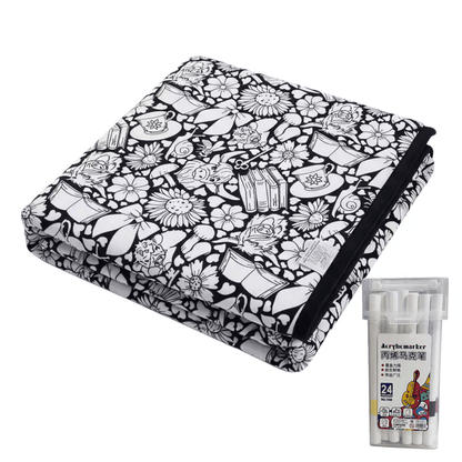 DIY Coloring Blanket, Cozy Meets Creative | 24 Washable Markers