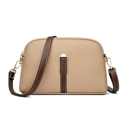 Ladies' new trendy crossbody bag shoulder bag square leather solid color bag fashionable and versatile phone bag buckle