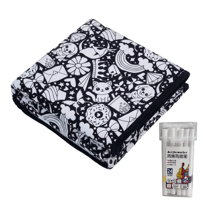 DIY Coloring Blanket, Cozy Meets Creative | 24 Washable Markers