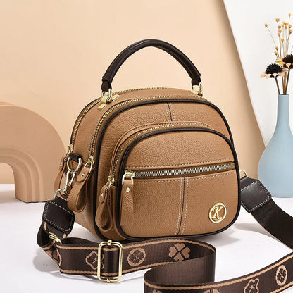 2024 New Fashion Large Capacity Single Shoulder Small Handbag Multi Pocket Ladies Crossbody round Bag Soft PU Leather Handbag