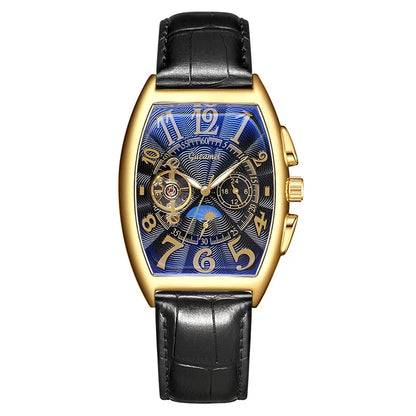 Men’s* Automatic Mechanical Watch Barrel Shape Tourbillon Design Luxury Business Wristwatch