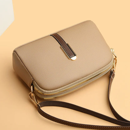 Ladies' new trendy crossbody bag shoulder bag square leather solid color bag fashionable and versatile phone bag buckle