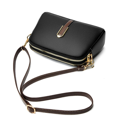 Ladies' new trendy crossbody bag shoulder bag square leather solid color bag fashionable and versatile phone bag buckle