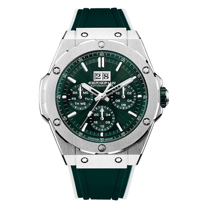 2025 Man Mechanical Watches for Men Sport Analog Automatic Wristwatches with Silicone Strap Stainless Steel Waterproof Reloj
