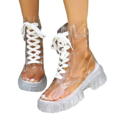 New Winter Transparent Fashionable Short Boots, Sexy Non-slip, Wear-resistant and Comfortable Women's Shoes Zapatos Mujer