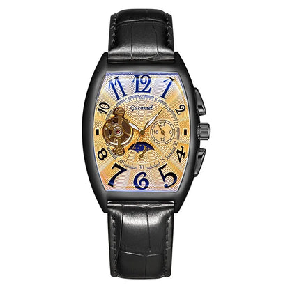 Men’s* Automatic Mechanical Watch Barrel Shape Tourbillon Design Luxury Business Wristwatch