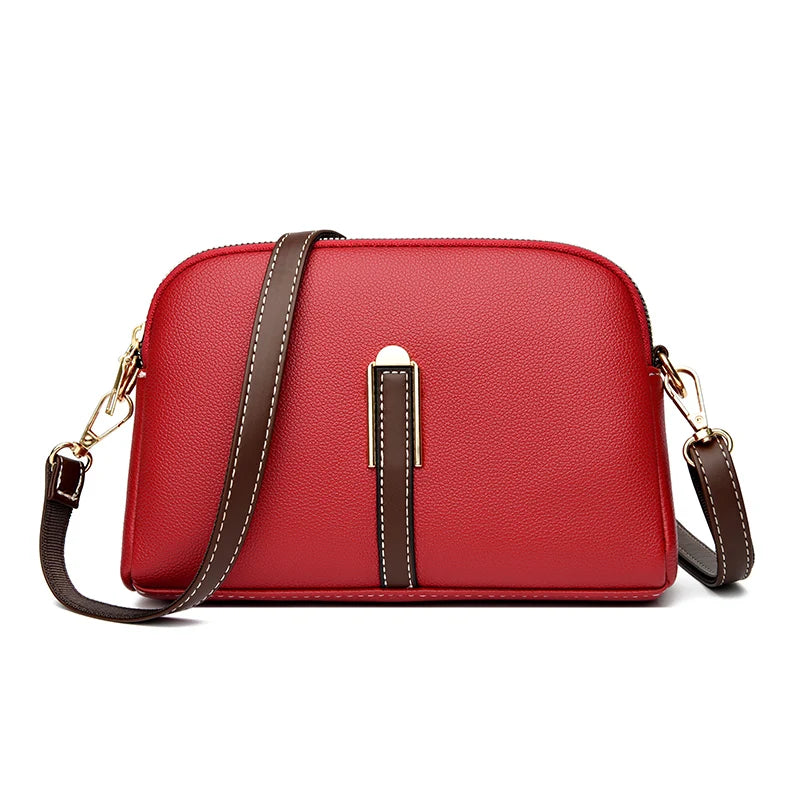 Ladies' new trendy crossbody bag shoulder bag square leather solid color bag fashionable and versatile phone bag buckle