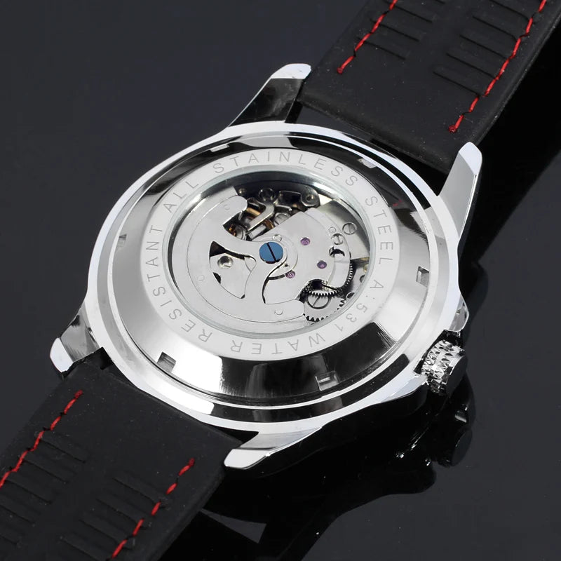 High End Luxury Transparent Skeleton Mechanical Automatic Wrist Watches for Men Fashion Classics Waterproof Silicone Male Clock