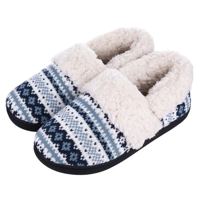 Comwarm Fur House Slippers For Women Unisex Thick Plush Winter Slippers With Fleece Lined Indoor Couple Furry Cotton Shoes Flats