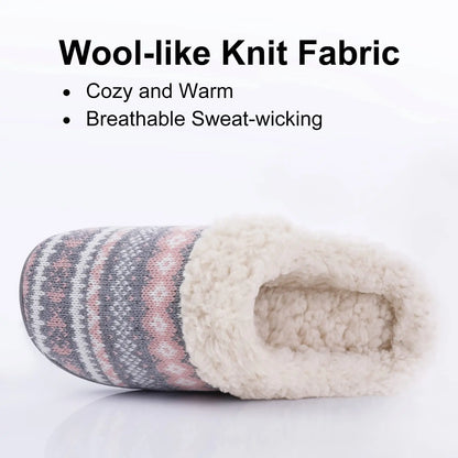 Comwarm Fur House Slippers For Women Unisex Thick Plush Winter Slippers With Fleece Lined Indoor Couple Furry Cotton Shoes Flats