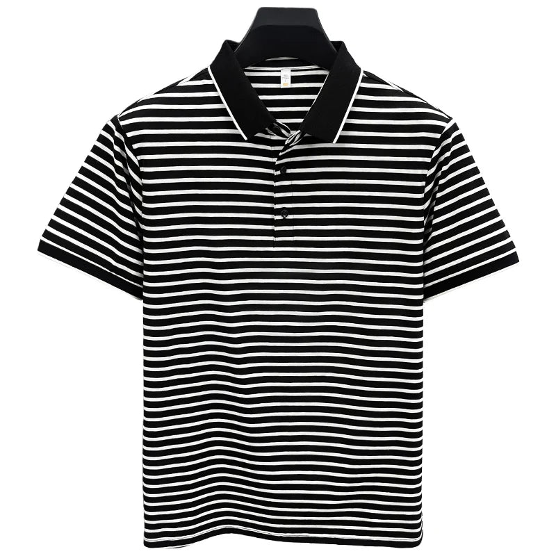 TUCANO Silk Blend Ice Silk Slim Fit ort Sve  irt for Men Casual Summer Faion Urban Sle Striped Pattern
