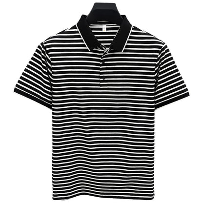 TUCANO Silk Blend Ice Silk Slim Fit ort Sve  irt for Men Casual Summer Faion Urban Sle Striped Pattern