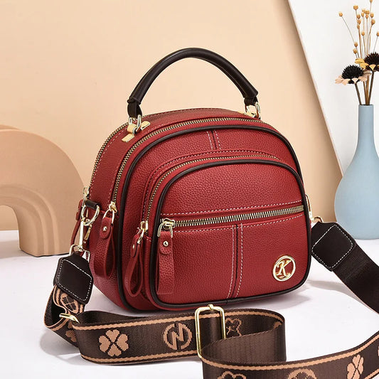 2024 New Fashion Large Capacity Single Shoulder Small Handbag Multi Pocket Ladies Crossbody round Bag Soft PU Leather Handbag