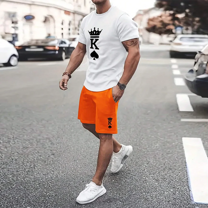 North American Trendy Men S Casual Oversized Set With Printed Patterns Lightweight And Breathable Also Suitable For Sports