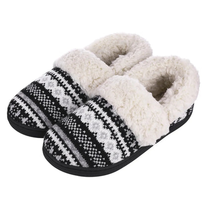 Comwarm Fur House Slippers For Women Unisex Thick Plush Winter Slippers With Fleece Lined Indoor Couple Furry Cotton Shoes Flats