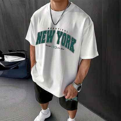 North American Trendy Men S Casual Oversized Set With Printed Patterns Lightweight And Breathable Also Suitable For Sports
