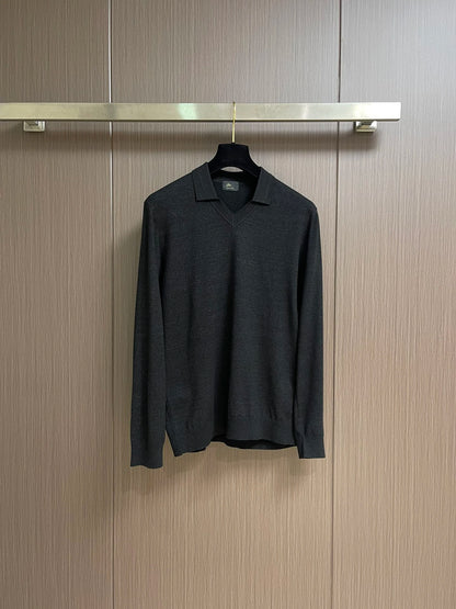 BLLIYOSS Lapel long-sleeved wool shirt men's 2025 new warm Comfortable zipper elasticity embroidery high quality size M-3XL