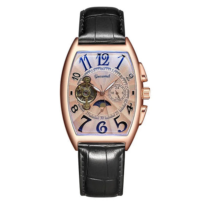 Men’s* Automatic Mechanical Watch Barrel Shape Tourbillon Design Luxury Business Wristwatch