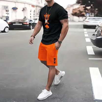North American Trendy Men S Casual Oversized Set With Printed Patterns Lightweight And Breathable Also Suitable For Sports