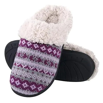 Comwarm Fur House Slippers For Women Unisex Thick Plush Winter Slippers With Fleece Lined Indoor Couple Furry Cotton Shoes Flats
