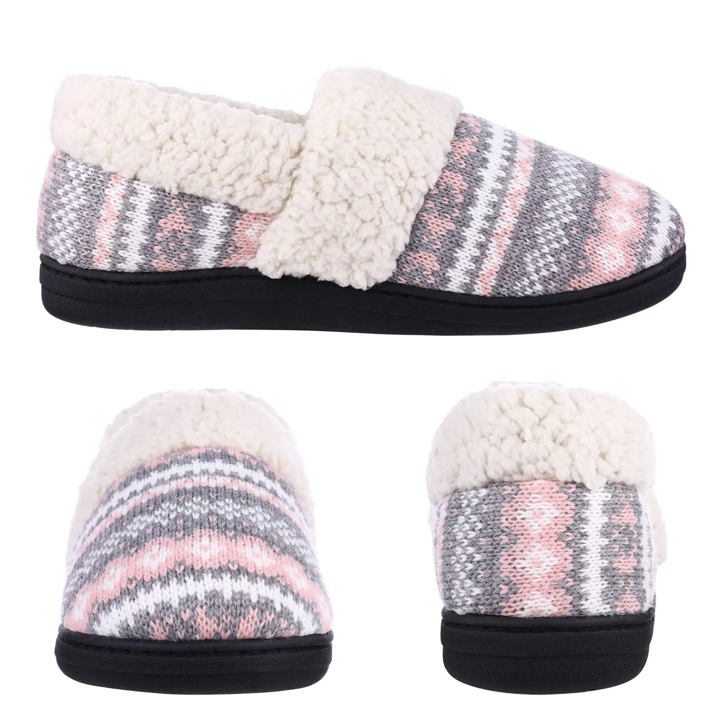 Comwarm Fur House Slippers For Women Unisex Thick Plush Winter Slippers With Fleece Lined Indoor Couple Furry Cotton Shoes Flats