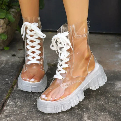 New Winter Transparent Fashionable Short Boots, Sexy Non-slip, Wear-resistant and Comfortable Women's Shoes Zapatos Mujer