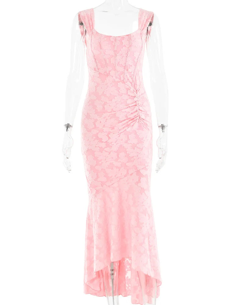 Ladies Autumn Elegant Evening Party Dress Women Sleeveless Backless Ruched New Fashion Maxi Dresses Night Clubwear Fall Outfits
