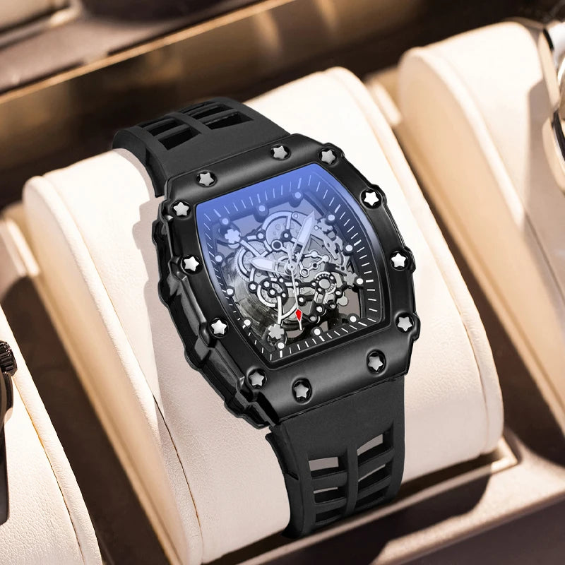 Wine Barrel-Shaped Men's Watch, Light Luxury, Versatile, Classic Style, Suitable for Middle and High School Students, Light Luxury, Luxurious, Fashionable, Business Casual, Simple, Handsome, Social Guy Men's Watch