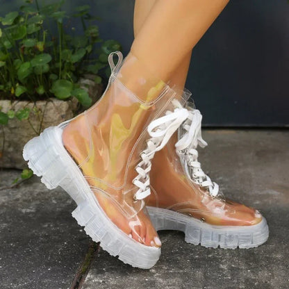 New Winter Transparent Fashionable Short Boots, Sexy Non-slip, Wear-resistant and Comfortable Women's Shoes Zapatos Mujer