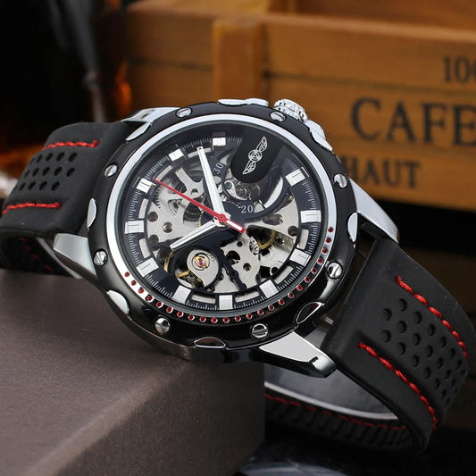 High End Luxury Transparent Skeleton Mechanical Automatic Wrist Watches for Men Fashion Classics Waterproof Silicone Male Clock