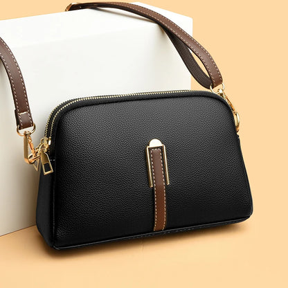 Ladies' new trendy crossbody bag shoulder bag square leather solid color bag fashionable and versatile phone bag buckle