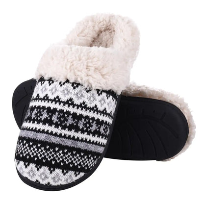 Comwarm Fur House Slippers For Women Unisex Thick Plush Winter Slippers With Fleece Lined Indoor Couple Furry Cotton Shoes Flats