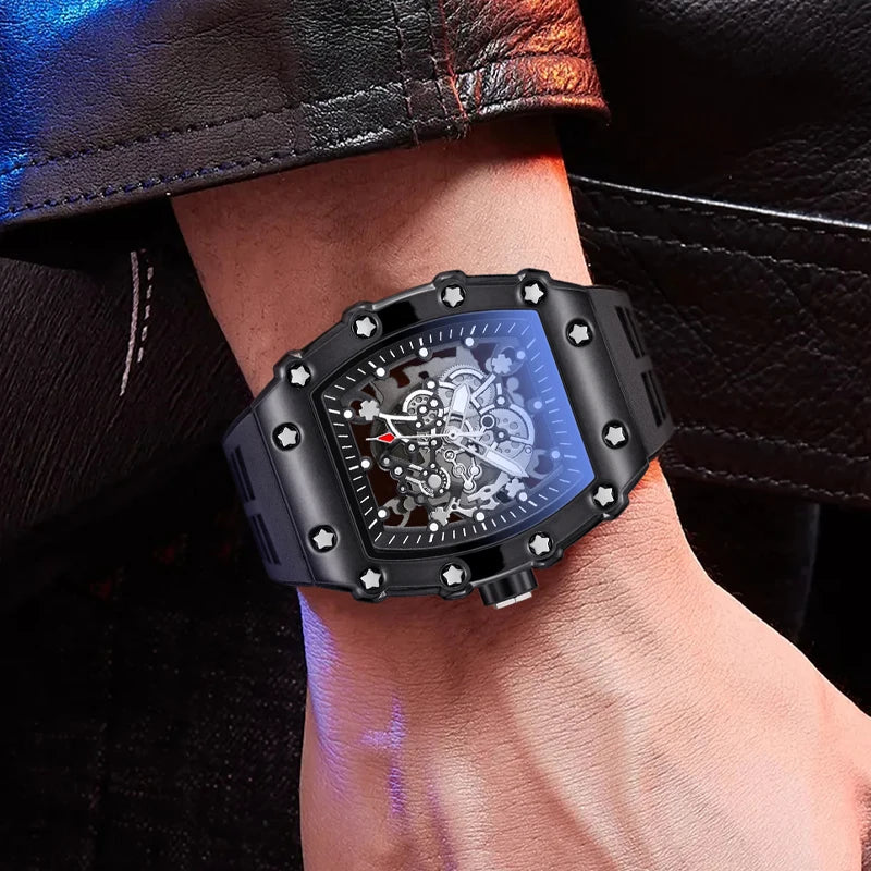 Wine Barrel-Shaped Men's Watch, Light Luxury, Versatile, Classic Style, Suitable for Middle and High School Students, Light Luxury, Luxurious, Fashionable, Business Casual, Simple, Handsome, Social Guy Men's Watch