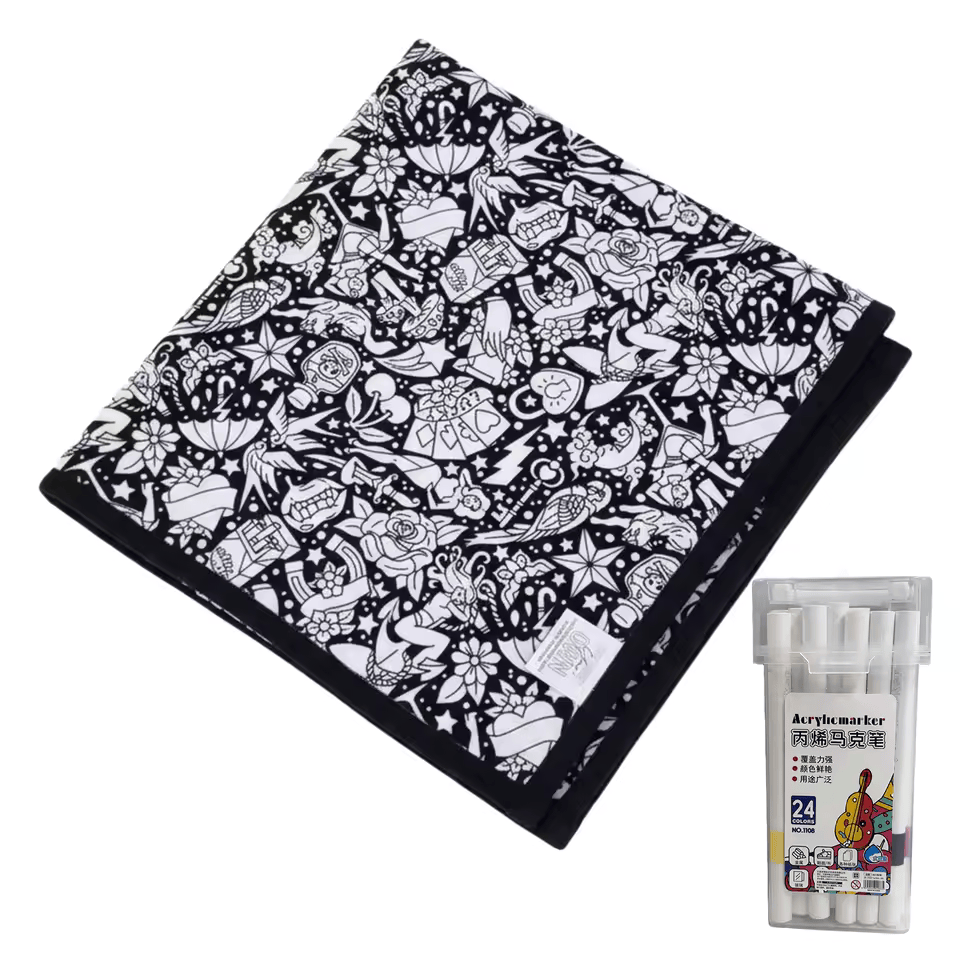DIY Coloring Blanket, Cozy Meets Creative | 24 Washable Markers