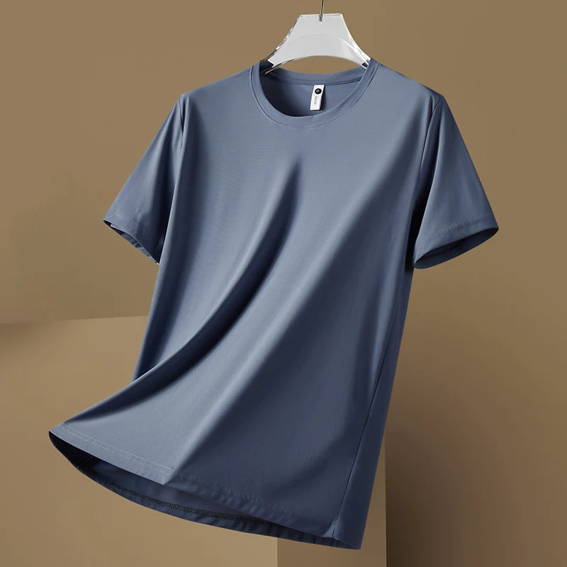 Loose round Neck  Color T-Shirt for Men Comfortable Breathable Summer Youth Fashion Basic Style Regular Sleeve Length