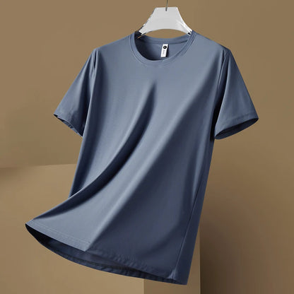 Loose round Neck  Color T-Shirt for Men Comfortable Breathable Summer Youth Fashion Basic Style Regular Sleeve Length