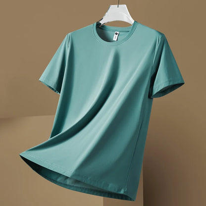 Loose round Neck  Color T-Shirt for Men Comfortable Breathable Summer Youth Fashion Basic Style Regular Sleeve Length