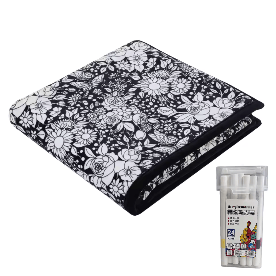 DIY Coloring Blanket, Cozy Meets Creative | 24 Washable Markers