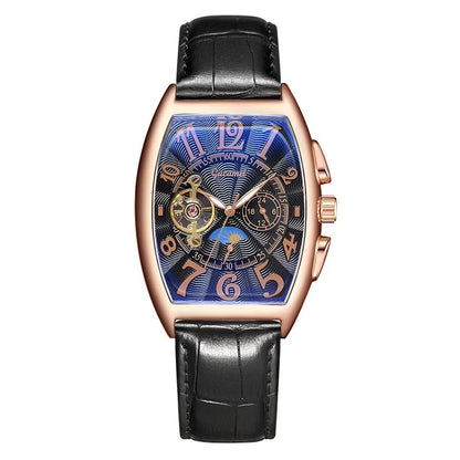Men’s* Automatic Mechanical Watch Barrel Shape Tourbillon Design Luxury Business Wristwatch