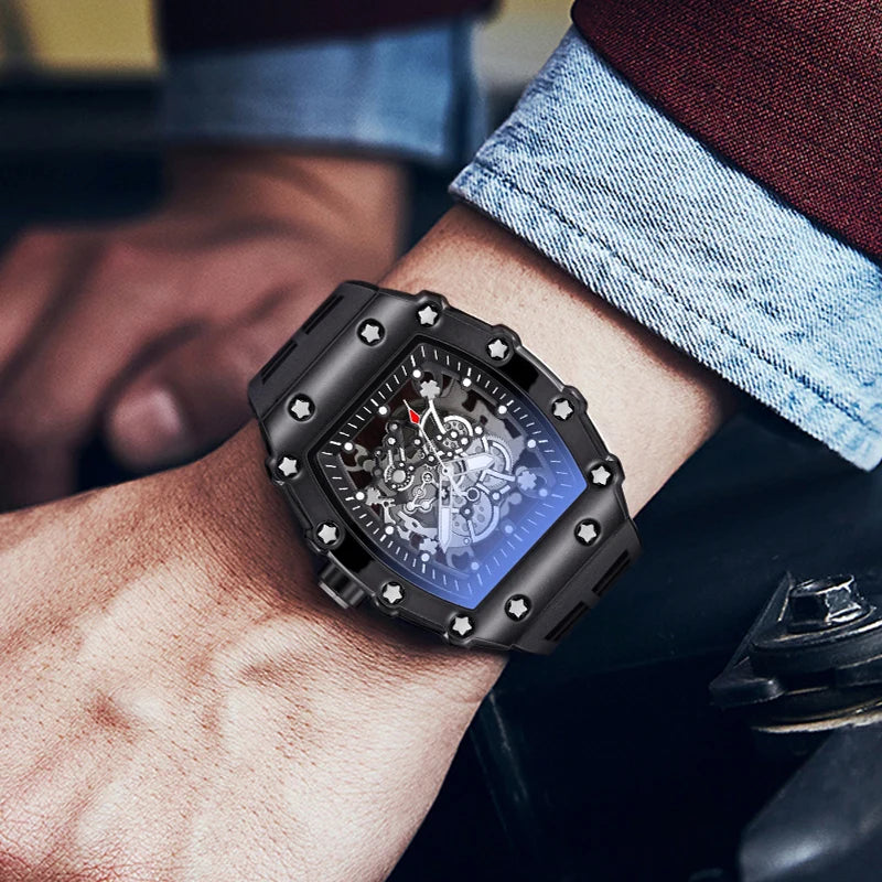 Wine Barrel-Shaped Men's Watch, Light Luxury, Versatile, Classic Style, Suitable for Middle and High School Students, Light Luxury, Luxurious, Fashionable, Business Casual, Simple, Handsome, Social Guy Men's Watch