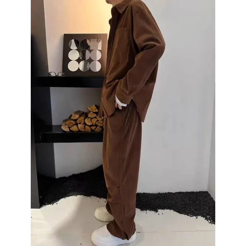 New Casual Loose Solid Color Retro All-match Suit Breathable Comfortable Trendy Men's Clothing
