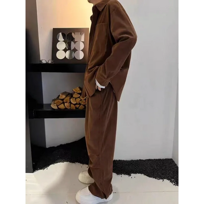 New Casual Loose Solid Color Retro All-match Suit Breathable Comfortable Trendy Men's Clothing