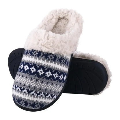 Comwarm Fur House Slippers For Women Unisex Thick Plush Winter Slippers With Fleece Lined Indoor Couple Furry Cotton Shoes Flats