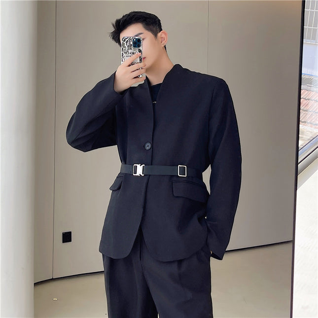 One Button V Neck Casual Suit For Men