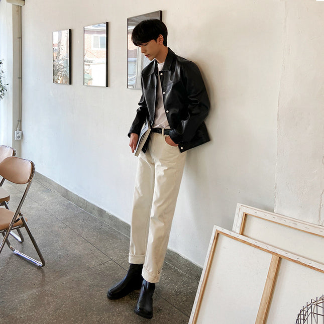 Leisure And Versatile Motorcycle Clothes Autumn And Winter Slim Leather