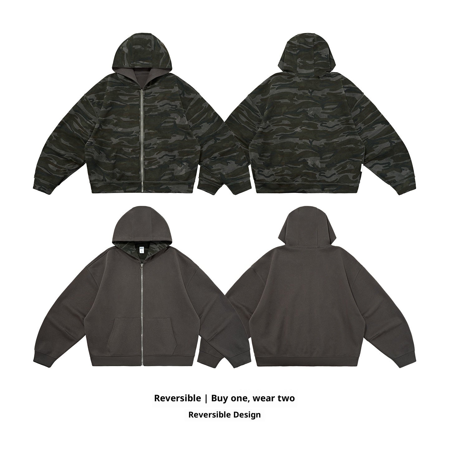 Men's Reversible Camouflage Zip-up Jacket