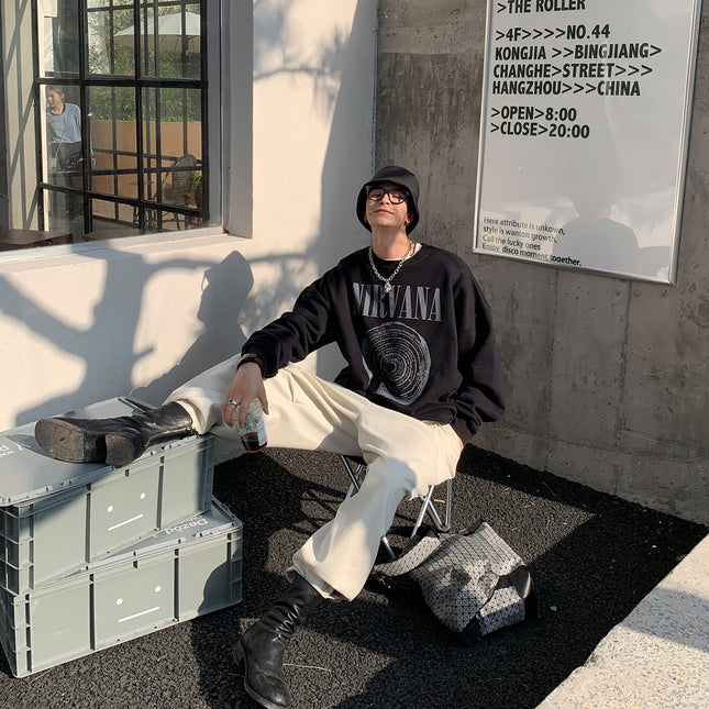 Autumn And Winter Personality Print Ins Crew Neck Pullover Long-sleeved Hoodie